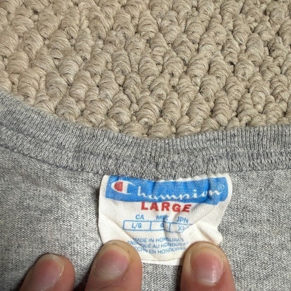 Champion Mens Large Grey Short Sleeve T Shirt Crew Neck Classic Logo - Picture 2 of 4